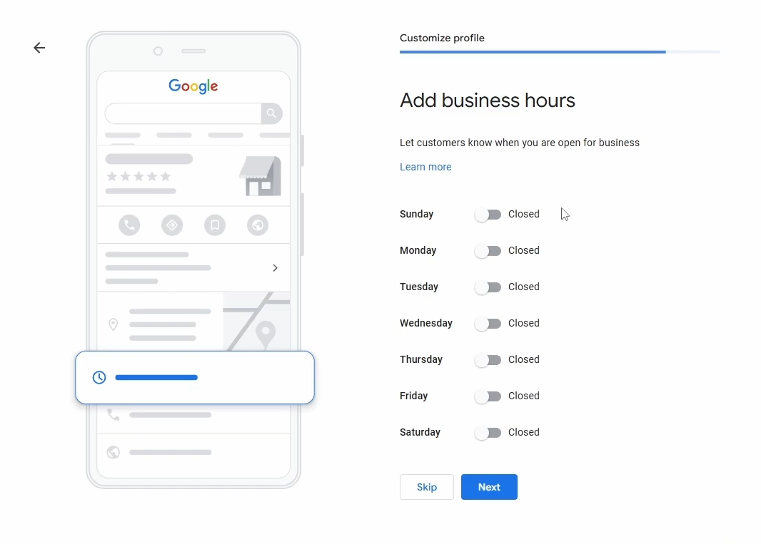 Add your business hours