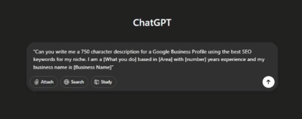 ChatGPT prompt for writing a GBP description