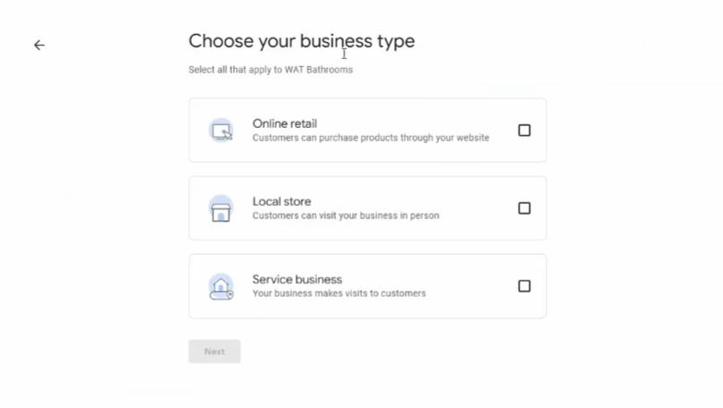 Choose your business type