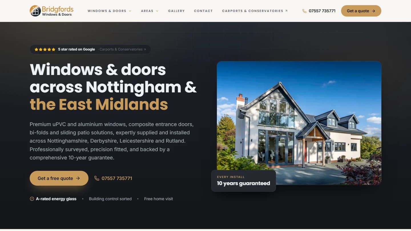 Website by WAT Websites for Bridgfords Windows & Doors