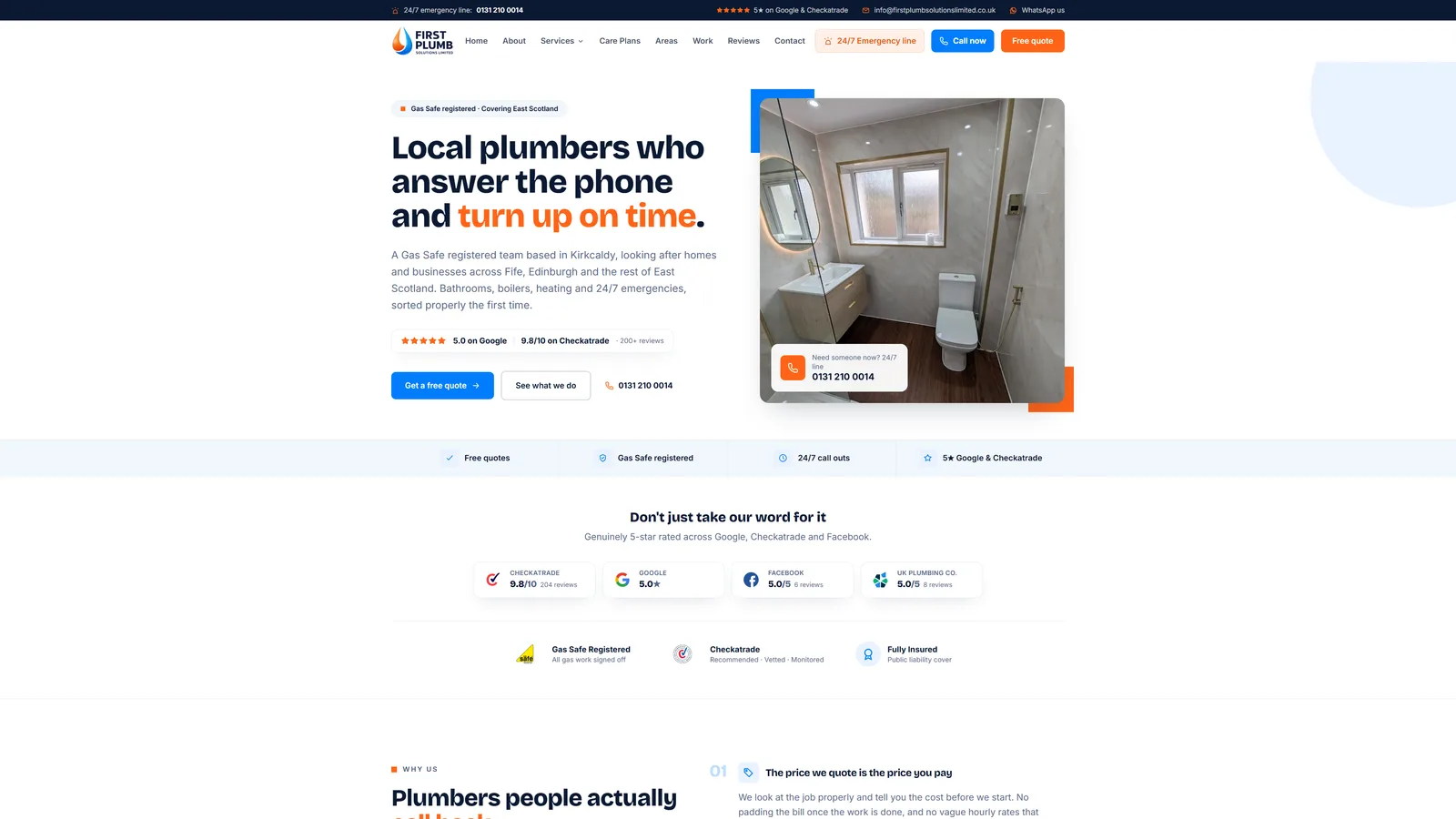 Website by WAT Websites for First Plumb Solutions