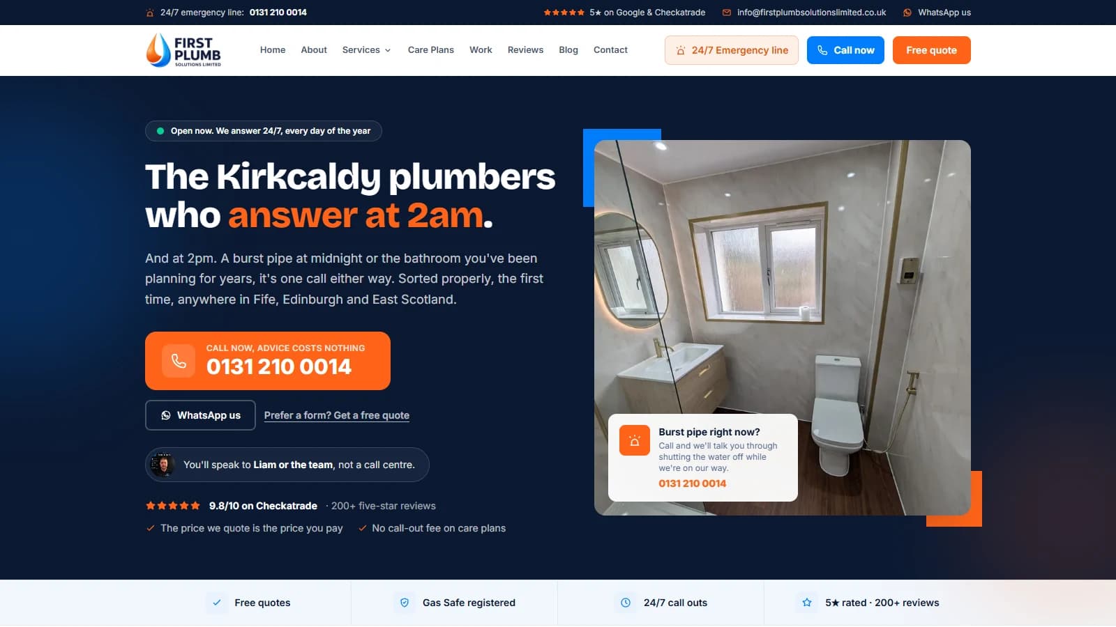 Website by WAT Websites for First Plumb Solutions